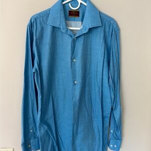 Blue Dress Men’s Shirt with Classic Collar and Buttoned Cuffs. Worn once. Size L